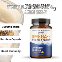 Huile de poisson Oméga 3 triple concentration OEM 3600mg EPA & DHA en capsules molles, en vrac, qualité supérieure, sans reflux