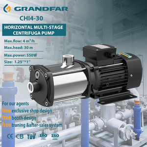 Pompe à eau horizontale industrielle haute performance Grandfar 550W, centrifuge multi-étages OEM/OBM pour eau propre CHI4-30, haute performance et livraison rapide - Product Image 1