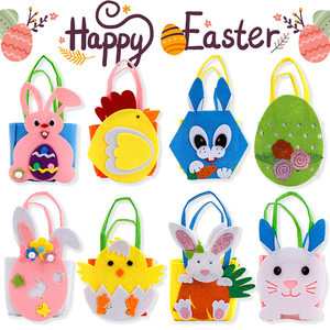 Easter coniglietto cartone animato cesto a mano fai da te tessuto di feltro artigianale caramella cioccolato regalo cesto di pasqua - Product Image 1