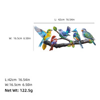 Décoration murale vintage en fer forgé : oiseaux colorés sur branche, artisanat pour clôture de jardin extérieur