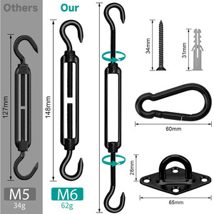 Bộ phụ kiện che nắng với tấm che nắng bằng thép carbon và acrylic phủ bột, móc treo trần hình vuông cho võng trong nhà/ngoài trời - Product Image 2