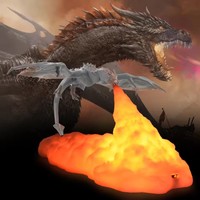 Lampe de table rechargeable Usb Dragon Led imprimé en 3d Veilleuse d'intérieur pour la maison Chambre à coucher Décoration de vacances Cadeaux