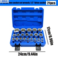 Jeu de 21 douilles à cliquet multi-dents, jeu de clés à douille multi-dents de 1/2 pouce, 8-36 mm en acier CR-V durable et de haute qualité pour les mécaniciens