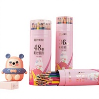 Crayons de couleur en plastique certifiés FSC EN71, 12/18/24/36/48 couleurs, en tube, non toxiques, pour le dessin des enfants, papeterie artistique, vente en gros