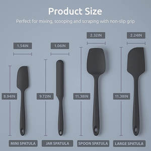 Juego de 4 piezas de silicona de grado alimenticio, espátula negra resistente al calor, 2022 grados, para cocina, 600 - Product Image 4