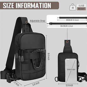 MKW3126 Bolso Táctico Pequeño y Moderno para Hombre, Bolso Bandolera Impermeable, Bolso de Pecho Cruzado, Ligero, para Viajes y Deportes - Product Image 6