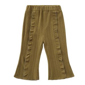 Pantaloni da ragazza Autunno Nuovo Stile 2023 <span class=keywords><strong>Leggings</strong></span> in cotone con rivestimento in PU stile coreano con volant e leggero svasamento - Product Image 5