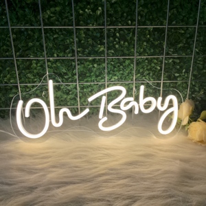 Oh Baby ED Neon <b>Sign</b> <b>Lights</b> Custom RGB Multi-Color Remote Control Wall Mountable Baby Gift Home Party Car Companies Event Decor - Product Image 4