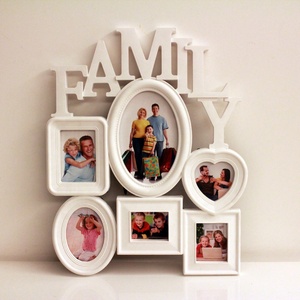 Cadre <span class=keywords><strong>photo</strong></span> collage familial noir et blanc tenture murale avec 6 ouvertures de style puzzle 4x6 ensemble de cadres <span class=keywords><strong>photo</strong></span> en acrylique - Product Image 1
