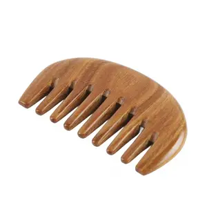 Buatan tangan kayu Sandal alami kayu lebar sisir gigi sisir saku rambut keriting untuk pria wanita