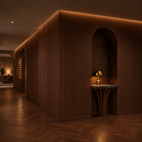 Système de panneaux muraux rainurés en noyer de luxe sur mesure, revêtement mural en lattes de bois moderne pour les projets de villas et d'hôtels