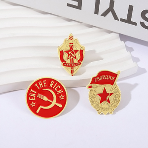 Nuova spilla Soviet Union <span class=keywords><strong>Kgb</strong></span> mangia il ricco scudo e la spada distintivo emblema CCCP medaglia rosso smalto dorato per spilla in metallo artigianato - Product Image 4