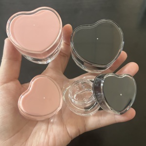 Pot à crème en forme de cœur ISMAN Luxury 5g 10g, rose et noir, en acrylique, pour baume à lèvres, emballage cosmétique, vente en gros, marque privée, professionnel - Product Image 1