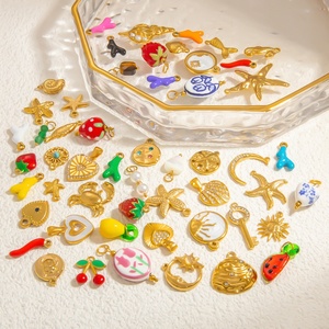 Colliers, bracelets, pendentifs et breloques pour femmes en acier inoxydable plaqué or 18 carats, accessoires DIY haut de gamme, luxe léger, inaltérables - Product Image 1