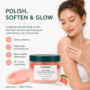 Gommage corporel en couches au sel marin OEM ODM sous marque privée, à l'huile aromatique fruitée, exfoliant, blanchissant et hydratant, type <span class=keywords><strong>Thalasso</strong></span> - Product Image 2