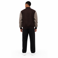 Veste Bomber Vintage Marron Coupe-Vent de Qualité Supérieure pour Hommes, Style Streetwear, Service OEM/ODM Personnalisé, en Mélange de Laine et Tissu Éponge