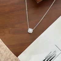 Collier Pendentif en Argent Sterling S925 avec Moissanite pour Femme, Design Goutte de Sucre à Pierre Unique, Personnalisé, Simple et Exquis, pour Clavicule