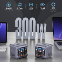 Station de charge de bureau 300W GaN III Pro, chargeur rapide USB-C 6 ports PD3.1 100W avec câble rétractable et écran tactile TFT numérique