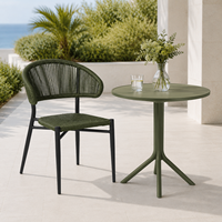 Chaise de salle à manger d'extérieur moderne et légère en rotin PE vert olive avec structure en aluminium pour restaurant, parc, villa, patio