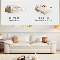 Luxuriöses Ledersofa-Bett Modernes Konvertierbares Schlafsofa Gänsedaunen-Gefüllte Polstercouch Wohnzimmermöbel