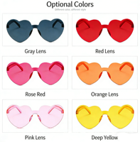 Lunettes de soleil sans monture en forme de cœur, couleur bonbon transparente, pour le Nouvel An chinois et Halloween, avec éclairage à piles