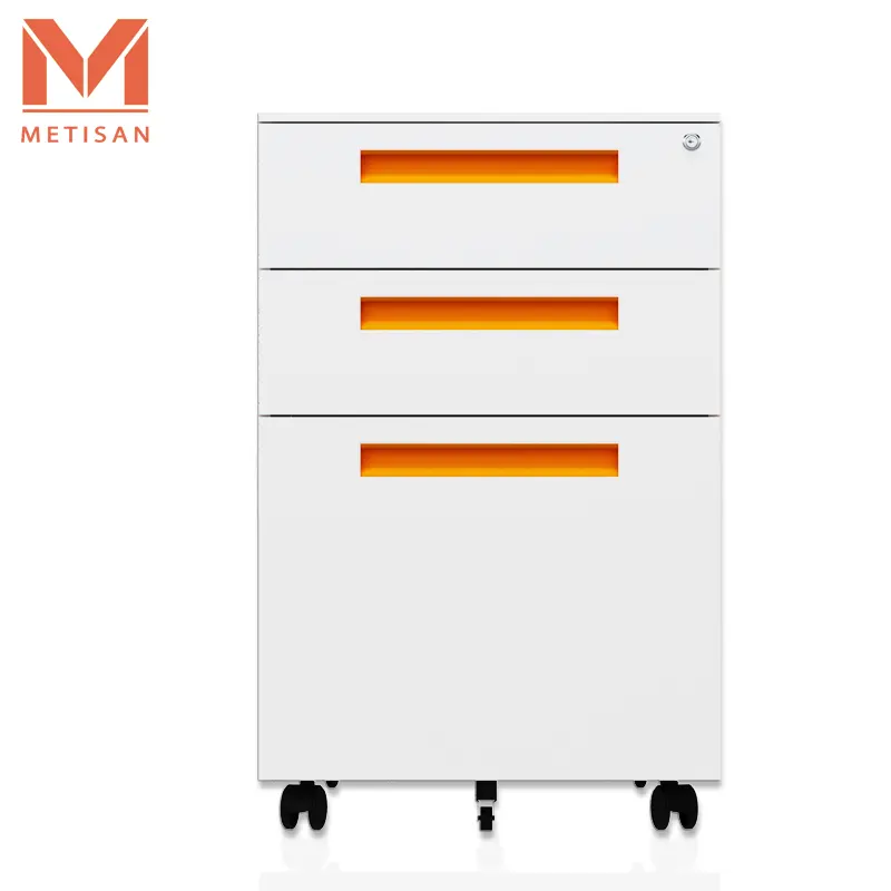 Steel Three Drawers Mobile Filing Cabinet High Quality 3 Drawer Mobile Pedestal File Cabinet Commercial Mobile Filing Cabinet