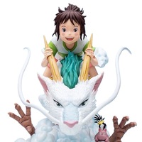 Adorable figurine de dragon blanc apaisant inspirée de Spirited Away, kit de scène de table complète avec base, jouet, statue, marchandise d'anime