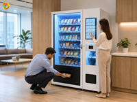 Distributeur automatique de snacks commercial 6 étages 66 compartiments Porte vitrée intégrale Prêt pour paiement par carte et QR pour Salle de sport Hôtel Centre commercial
