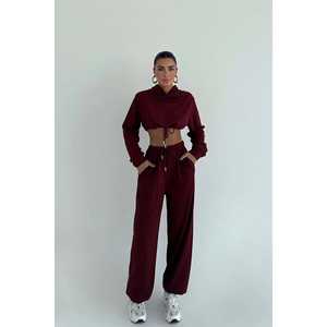 <b>Burgundy</b> Farhi Casual <b>Tie</b>-Up Tracksuit Set XXL Size Windproof Breathable Nylon Printed Sublimation Winter Summer Logo Plus Size - Product Image 3