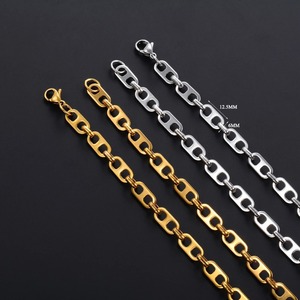 Bracelet chaîne en acier inoxydable plaqué or 18 carats, motif nez de cochon, largeur 6 mm, style punk classique, pour hommes et femmes, motif grains de café - Product Image 6