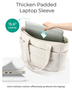 Large Puffer Shopping <b>Bag</b> <b>Work</b> Laptop <b>Bag</b> Lightweight Travel Tote <b>Bag</b> with Zipper - Product Image 2
