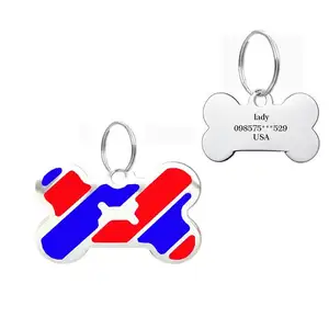 40*25mm Höhe Qualität New Bone Identity Pet Schmuck Bunte Pet Dog Tag Metall Laser Anti Loss Typenschild für Haustier produkte