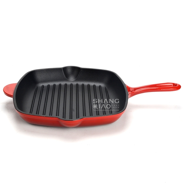 Nonstick PFOA Free 11 Inch Stove Tops Nonstick Induction Pan with Pour Spouts Square Steak Bacon Pan Square Cast Iron Grill Pan
