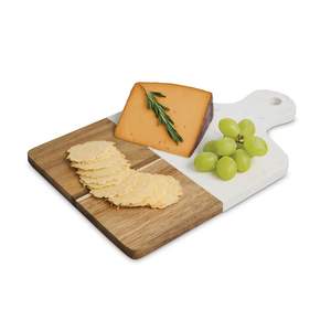 Fromage Planche à découper rectangulaire en marbre de culture et bois d'acacia avec poignée - Product Image 4