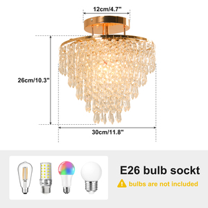 <span class=keywords><strong>Candelabro</strong></span> Moderno de <span class=keywords><strong>Cristal</strong></span> Dorado y Cromado Lámpara de Techo Redonda Decorativa con Bombilla E27/E26 para Sala de Estar o Dormitorio - Product Image 6