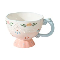 Tasse en céramique JM style coréen, grande capacité, mignonne, pour café, lait, flocons d'avoine, idéale pour les anniversaires