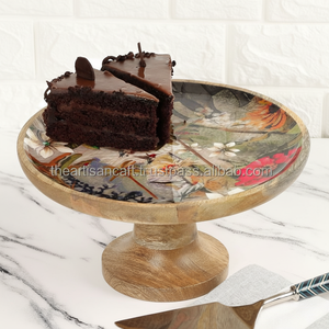 ที่ตั้งเค้กไม้มะม่วงขัดเงาดีไซน์ช่างฝีมือสำหรับโชว์เค้กผลไม้ชีสของที่ระลึกสไตล์ชาวเรือหรือความรัก - Product Image 1