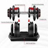 Haltère réglable simple 24 kg (52,5 lb) avec 15 niveaux de réglage du poids, déverrouillage rapide, équipement de musculation à domicile, poids libres