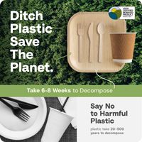 Service de vaisselle en bambou compostable, assiette jetable biodégradable pour les occasions de rentrée scolaire