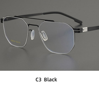 Gafas Ópticas de Titanio Hechas a Mano de Alta Calidad, Estilo Ejecutivo Vintage, Doble Puente, para Miopía, con Protección Anti-Luz Azul