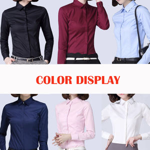 कस्टम महिलाओं की लंबी आस्तीन सादे काम वर्दी पोशाक शर्ट व्यवसाय स्लिम ठोस औपचारिक कार्यालय शर्ट - Product Image 6