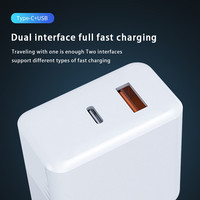 Chargeur mural USB Type-C 65W, chargeur rapide double port PD 3.0 GaN, station de charge Type C pour ordinateur portable, téléphone portable, tablette