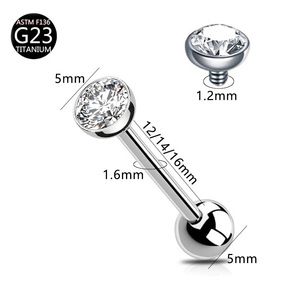 <span class=keywords><strong>Piercing</strong></span> per Lingua in Lega di Titanio F136 con Filettatura Interna, Chiodi per Lingua G23, Barbell per Cartilagine dell'Orecchio, Trucco Permanente, Stud per Lingua - Product Image 5