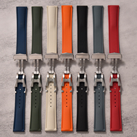 Juelong Sailcloth Texturé Sans Boucle Bracelet En Caoutchouc 20mm 21mm 22mm FKM Bracelet De Montre En Caoutchouc Fermoir De Déploiement