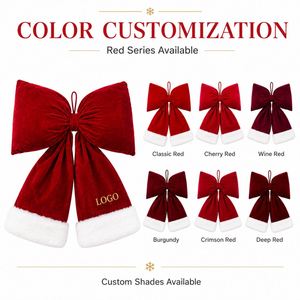 Lazo Navideño de Terciopelo Personalizado con Ribete de Felpa en Múltiples Tonos Rojos para Decoración Navideña, Envoltura de Regalos y Marca con Logotipo - Product Image 3