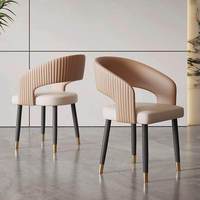 Fauteuil de salle à manger en acier inoxydable de style italien, luxe léger, design moderne et minimaliste, édition designer 2024, nouveau modèle