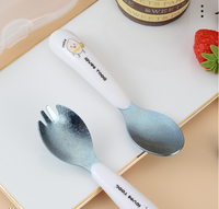 Nouveau Design classique ensemble de vaisselle pour enfants en alliage de titane pur cuillère fourchette cuillère dentée Portable avec poignée en plastique Camping