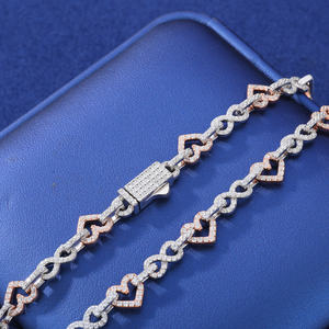 Gioiello d'Amore alla Moda per San Valentino, Catena a Cuore <span class=keywords><strong>Infinito</strong></span> in Argento Sterling 925 con Diamante Moissanite VVS da 8mm - Product Image 3