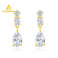 9k 14K 18k 0.7ct-2ct altın armut yuvarlak moda küpe özel DEF VVS VS Lab yetiştirilen elmas küpe tektaş elmas küpe