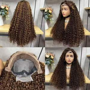 インド髪ロングレースフロントカーリーウィッグHD 13x4バージン二重描画生人間99Jグルレス100% 卸売り - Product Image 4